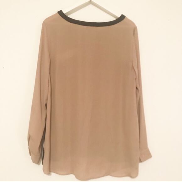 AB Studio black/tan long sleeve blouse SZ L - Picture 3 of 7